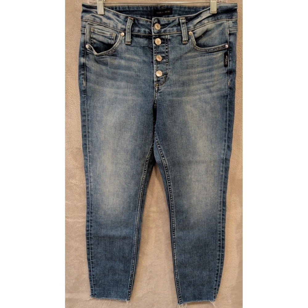Silver Jeans Co Suki Skinny Crop Jeans Womens W31 L26‎ Button Fly Stretch